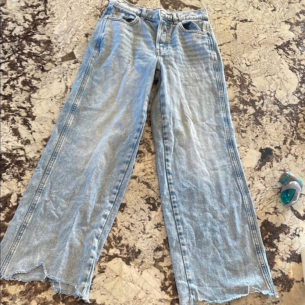 PacSun Blue Flare Wide Leg Jeans with Vintage Wash